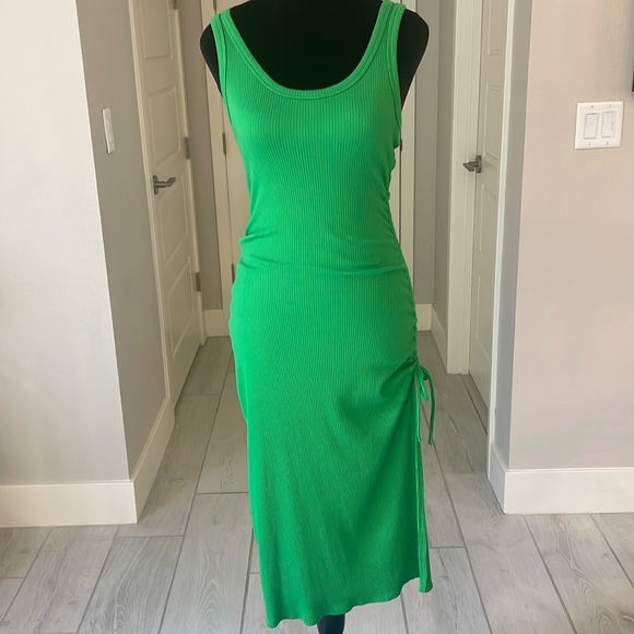 J. Crew Ruched Midi Dress In Vintage Rib Kelly Green Size S - Picture 2 of 12